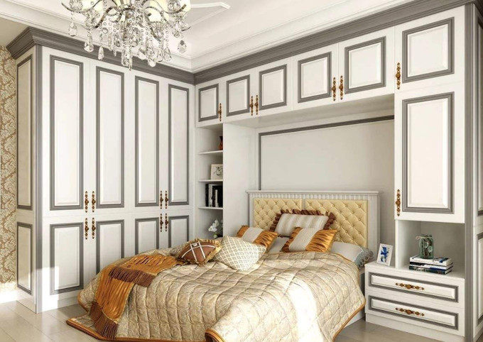 衣柜床一体装修效果图,卧室衣柜床一体装修图片