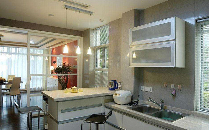 现代风格中的玻璃厨房装修效果图