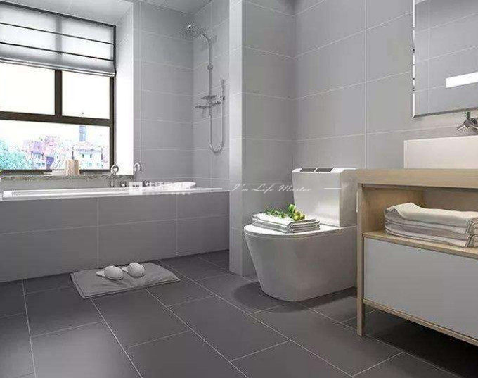 卫生间灰色瓷砖装修设计效果图