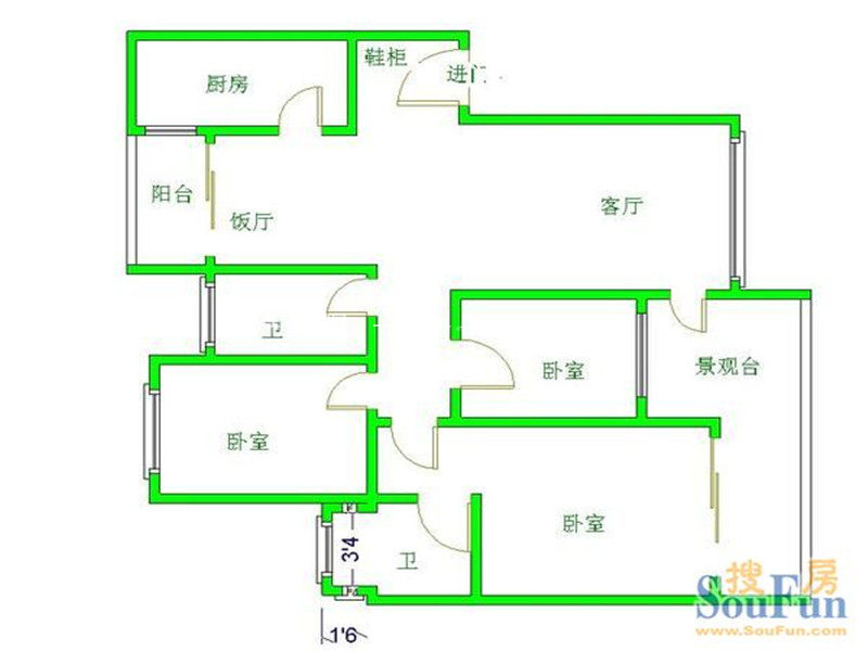 中式户型图装修效果图