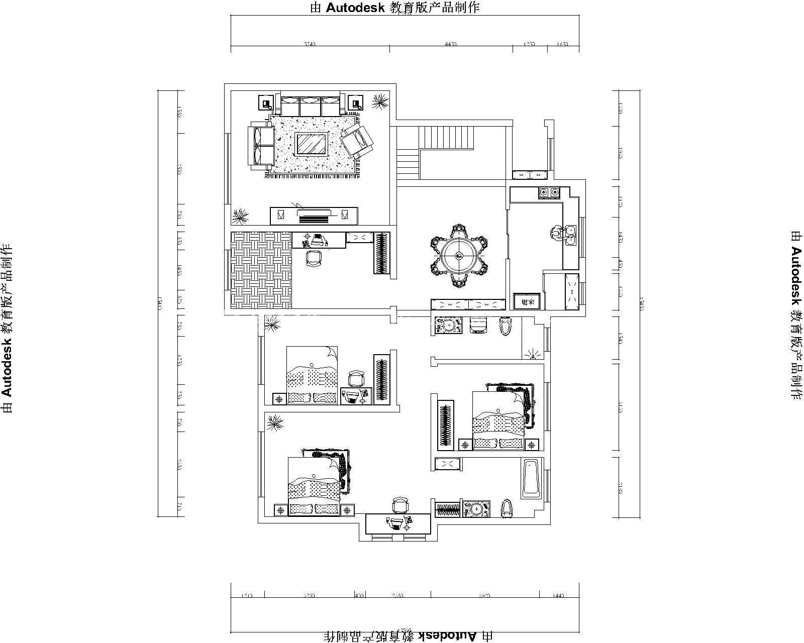 美式鄉(xiāng)村戶(hù)型圖裝修效果圖