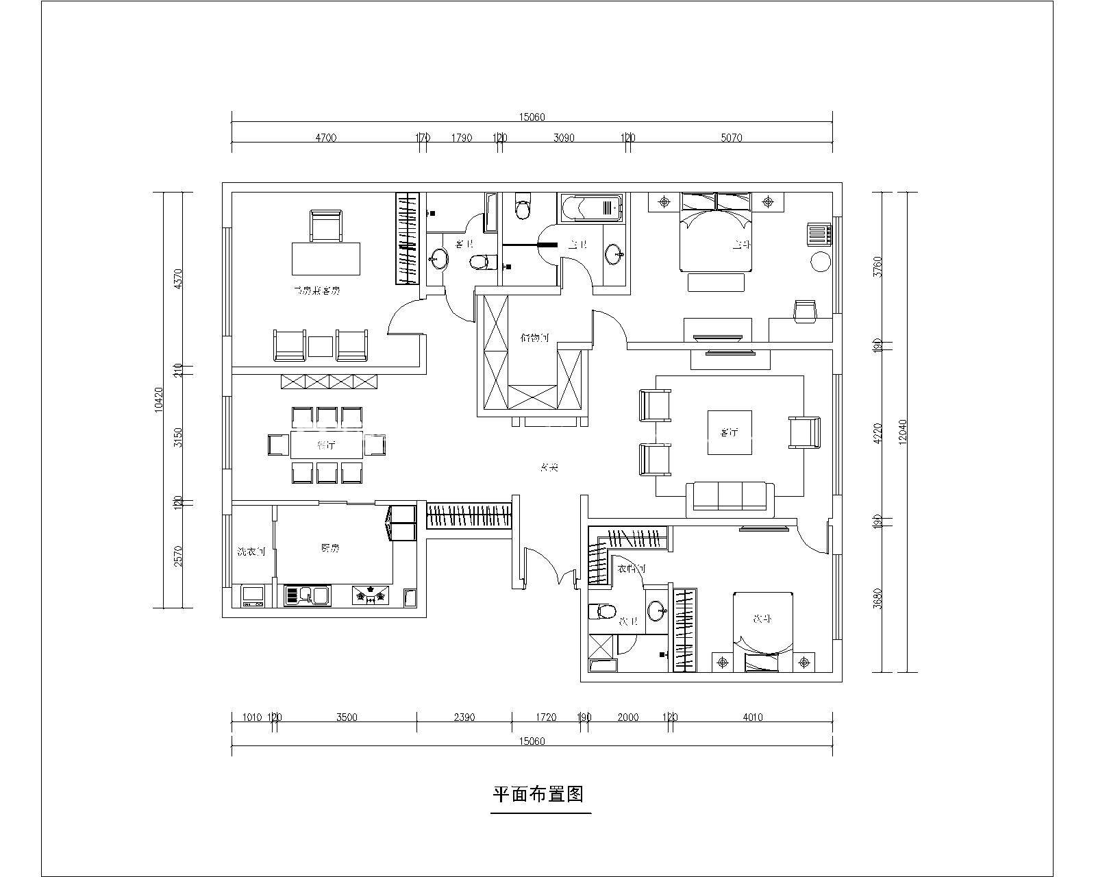 中式户型图装修效果图