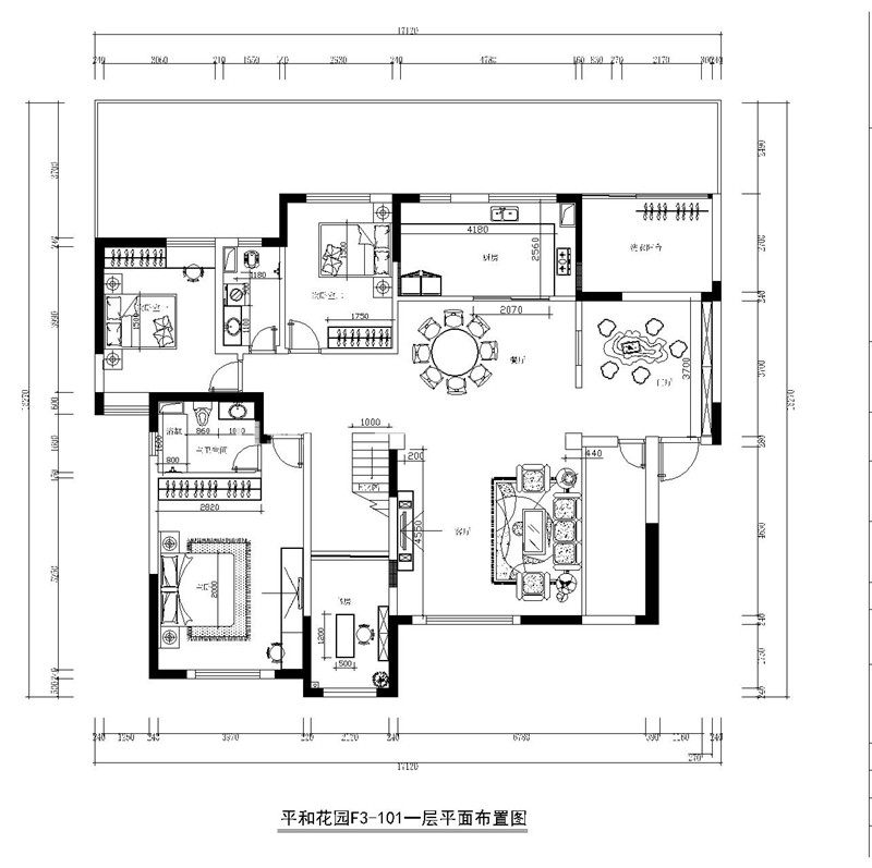 中式户型图装修效果图