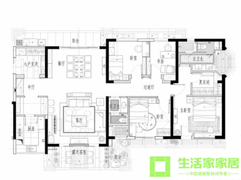 中式戶型圖裝修效果圖