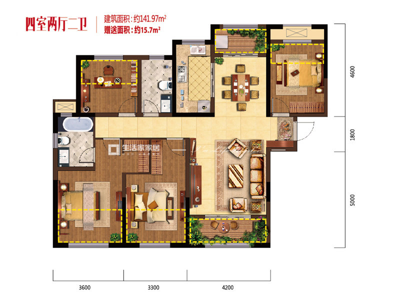 美式乡村户型图装修效果图