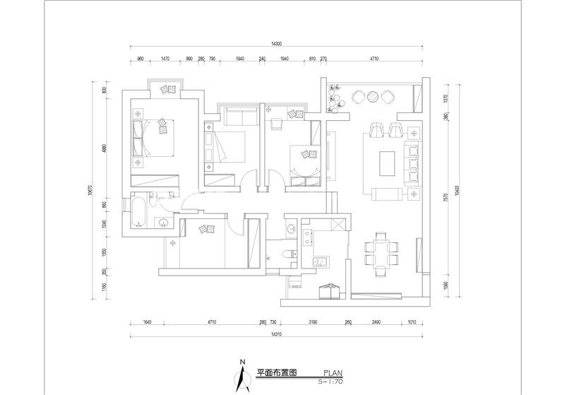 中式户型图装修效果图