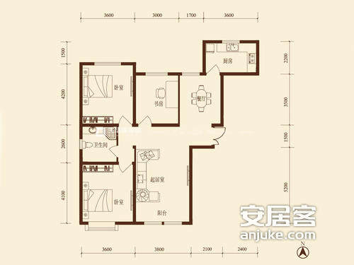 中式户型图装修效果图