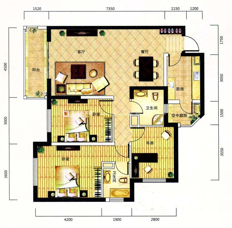 地中海户型图装修效果图