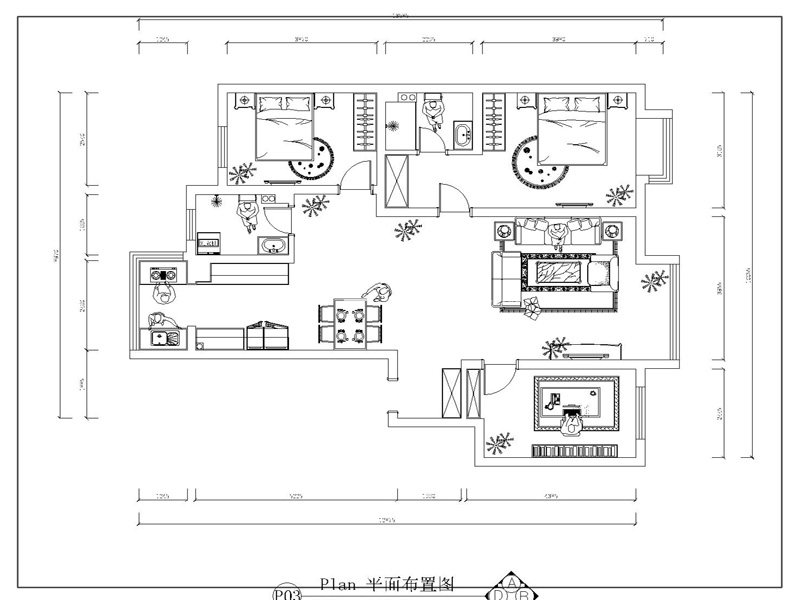 现代户型图装修效果图