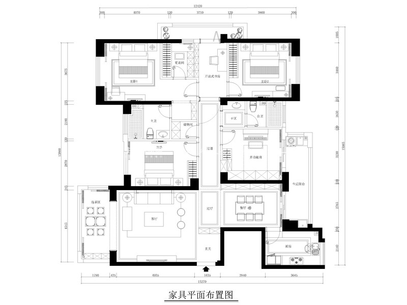 中式户型图装修效果图
