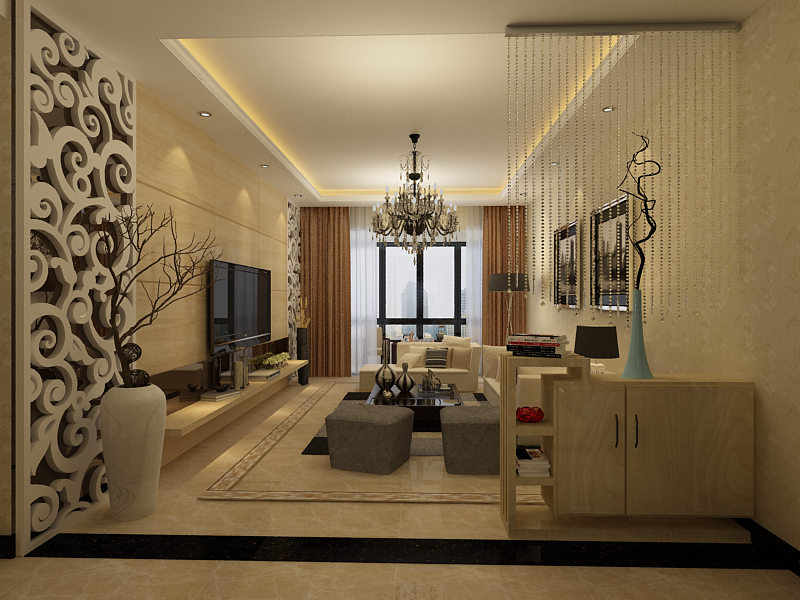 电视墙20万打造136平现代简约的家