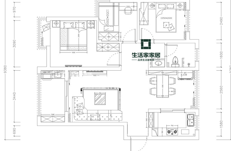 现代户型图装修效果图