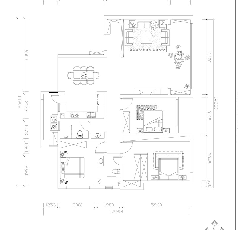 中式户型图装修效果图