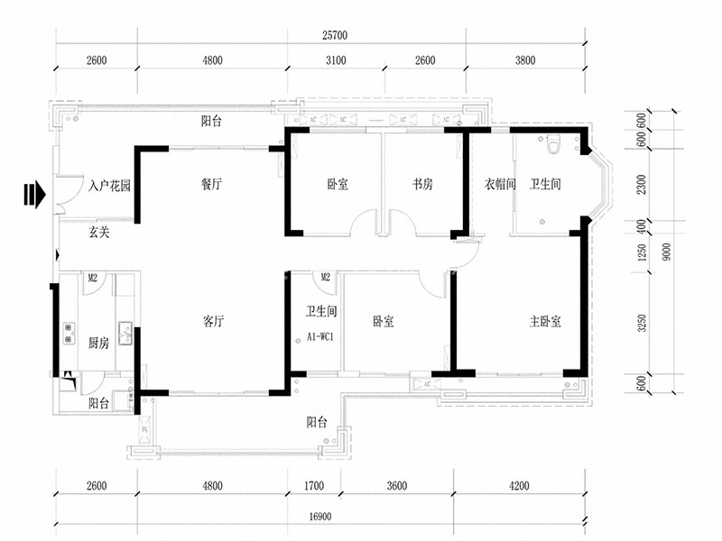 现代户型图装修效果图