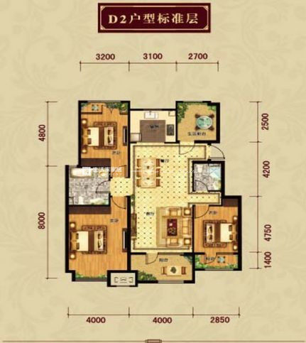 中式户型图装修效果图