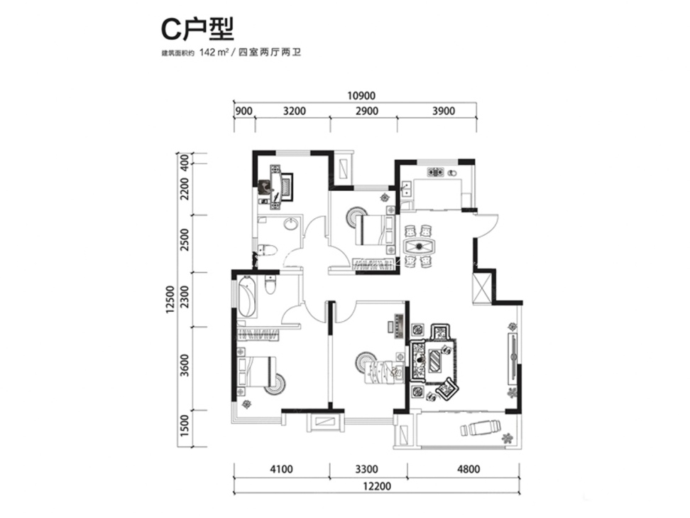 户型图鲁能 公馆  新中式设计
