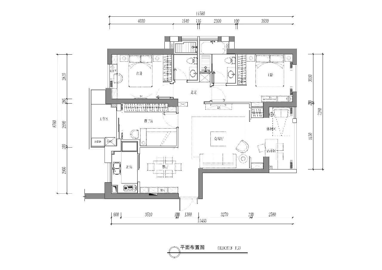 110㎡ 装修案例 现代轻奢住宅 户型图