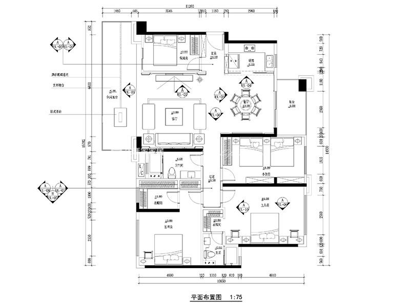 中式户型图装修效果图