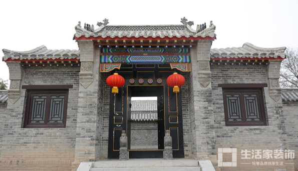 中式青砖大门