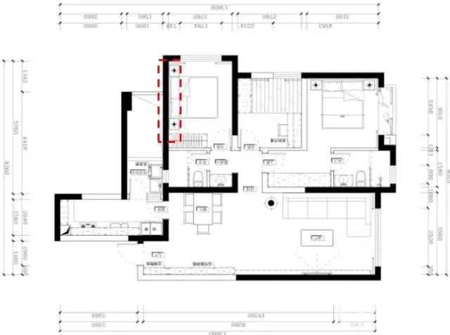 次卧背景墙平面图