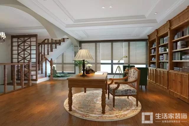 美式洋房 书房效果图