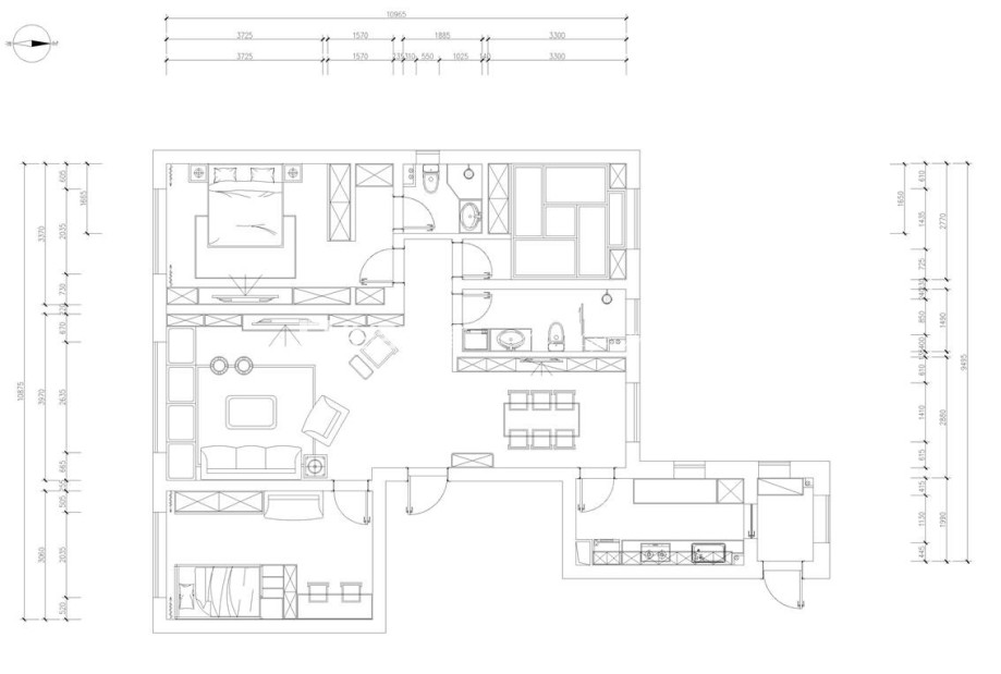户型图书柜的形式来做电视背景墙 榻榻米的形式来