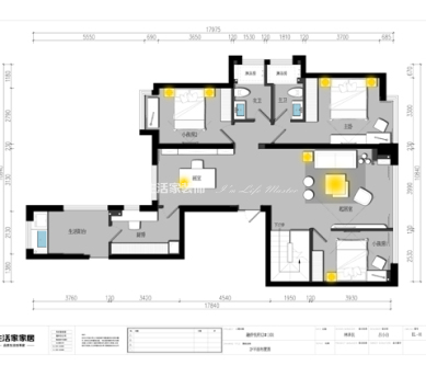 户型图226m²复式装修实景案例