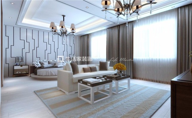 吊顶融创伍杄岛别墅装修效果图，现代风格装修效果图，天津生活家装饰装修案例效果图