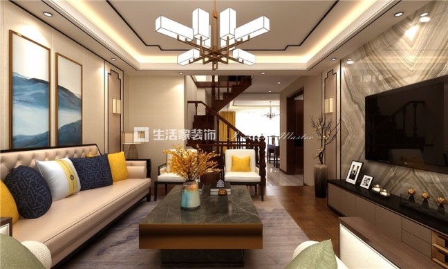 榻榻米金隅悦城装修案例效果图，混搭风格装修效果图，天津生活家装饰装修案例效果图