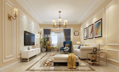 吊顶美式简约  三居室