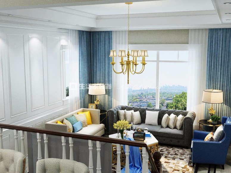 电视墙西山别墅300平美式