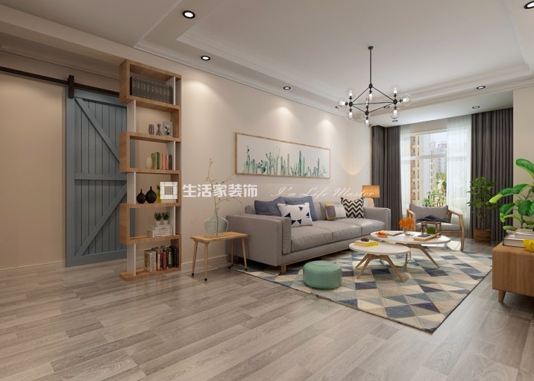 电视墙清新-普罗旺斯95平北欧