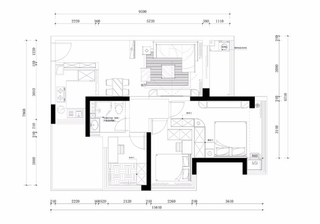 户型图港铁天颂  简欧风格 装修效果图