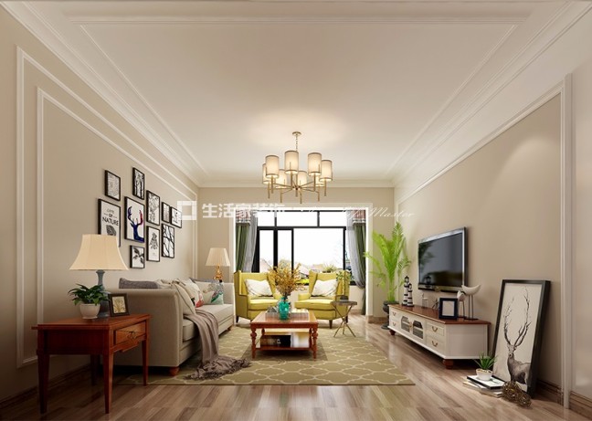 电视墙文竹园   美式  北欧风格  装修效果图