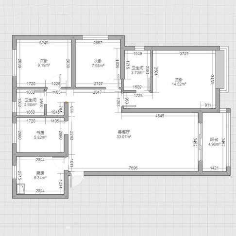 户型图155㎡三室现代装修实景案例