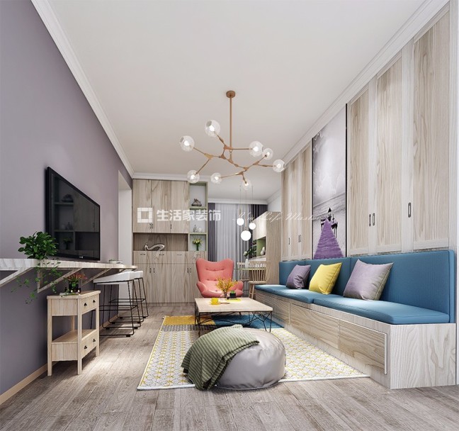 榻榻米越秀区东风广场  北欧风格  装修效果图