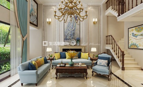 电视墙简约美式  别墅