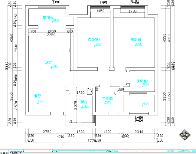 户型图信达天御99平简美风格装修效果图