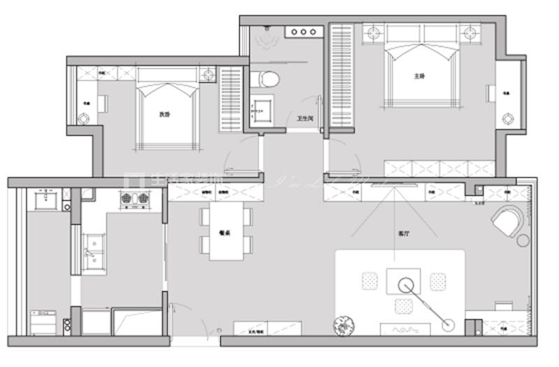 户型图旧房翻新 简约风格 亚运城 