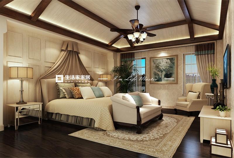 飘窗美式风格 别墅装修 效果图 设计