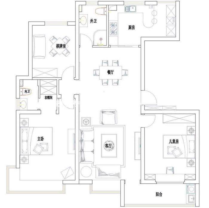 简欧户型图装修效果图