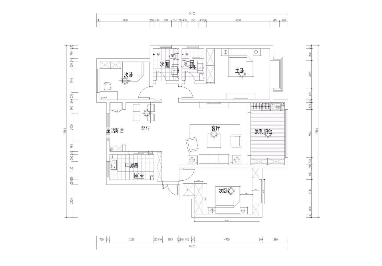 新中式户型图装修效果图