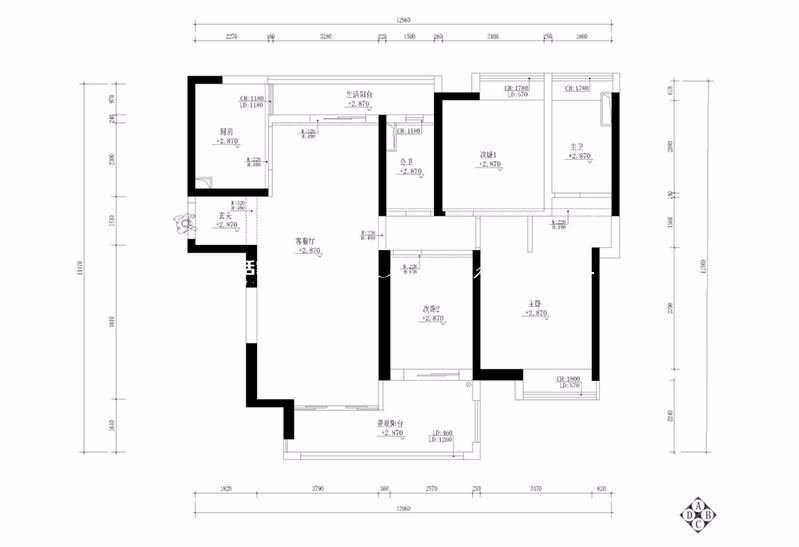 户型图亚运城天誉 现代风格 广州装修公司