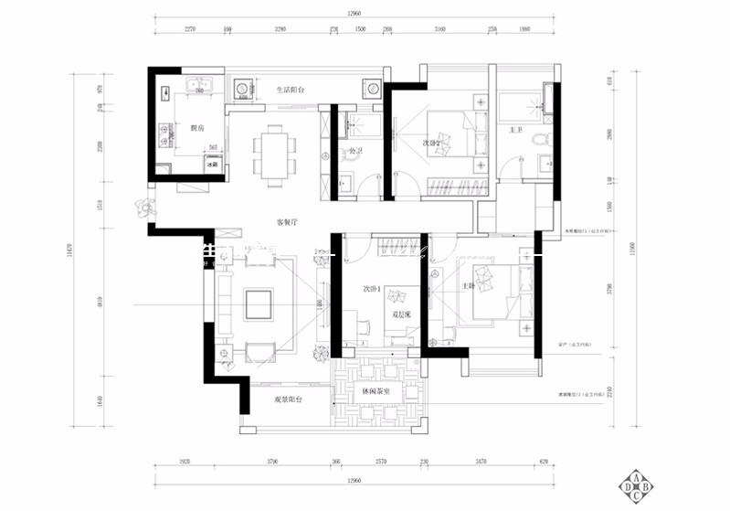 户型图亚运城天誉 现代风格 广州装修公司