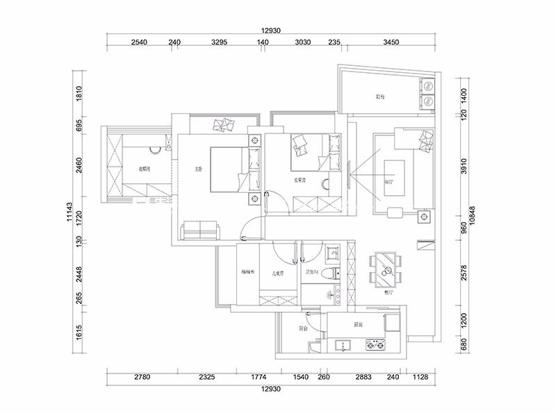 户型图盈彩美居   现代轻奢风格   广州装修公司