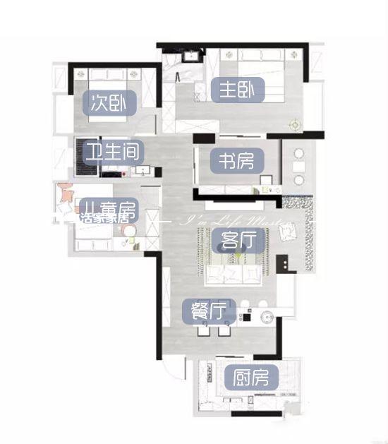 户型图现代简约效果图