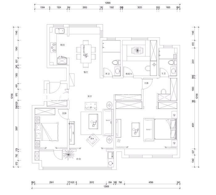 现代户型图装修效果图