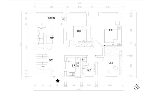 户型图济南四建美林花园面积140欧式风格设计案例