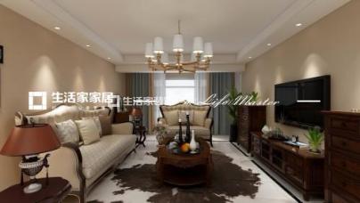 电视墙兰亭山水，美式风格