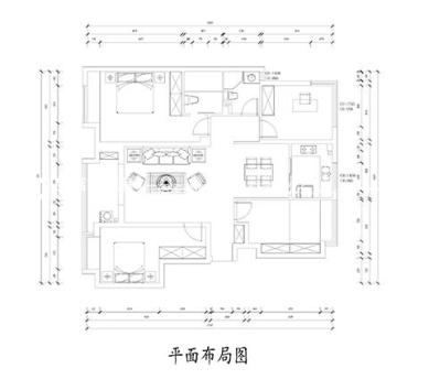 户型图120平两室新中式装修实景案例